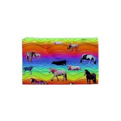 Horses In Rainbow Cosmetic Bag (xs) by CosmicEsoteric