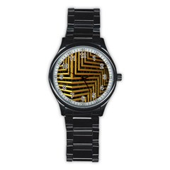 Modern Art Sculpture Architecture Stainless Steel Round Watch by Celenk