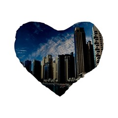 Skyscraper City Architecture Urban Standard 16  Premium Flano Heart Shape Cushions by Celenk