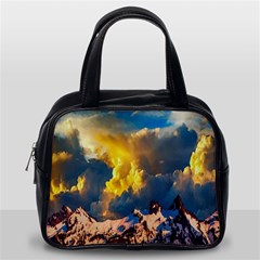 Mountains Clouds Landscape Scenic Classic Handbags (one Side) by Celenk