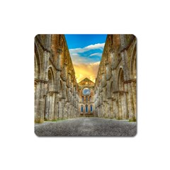 Abbey Ruin Architecture Medieval Square Magnet by Celenk