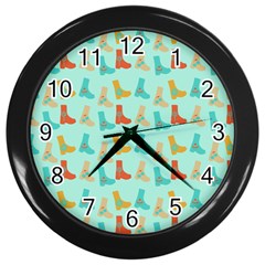 Blue Orange Boots Wall Clocks (black) by snowwhitegirl