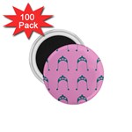 Pink Flower Teal Hat 1.75  Magnets (100 pack)  Front