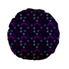 Music Stars Navy Standard 15  Premium Flano Round Cushions by snowwhitegirl