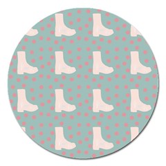 Deer Boots Blue White Magnet 5  (round) by snowwhitegirl