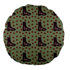 Deer Boots Green Large 18  Premium Flano Round Cushions by snowwhitegirl