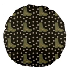 Charcoal Boots Large 18  Premium Flano Round Cushions by snowwhitegirl