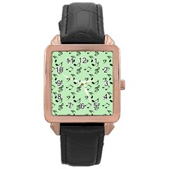 Mint Green Music Rose Gold Leather Watch  by snowwhitegirl