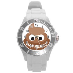 Poo Happens Round Plastic Sport Watch (l) by Vitalitee