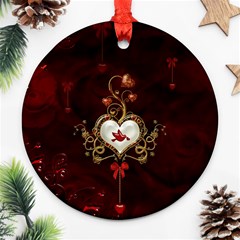 Wonderful Hearts With Dove Ornament (round) by FantasyWorld7