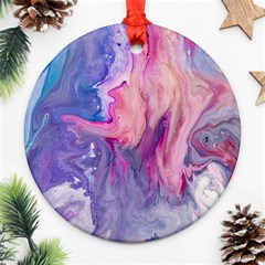 Marbled,ultraviolet,violet,purple,pink,blue,white,stone,marble,modern,trendy,beautiful Ornament (round) by NouveauDesign