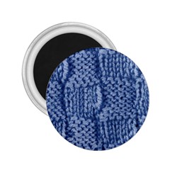 Knitted Wool Square Blue 2 25  Magnets by snowwhitegirl