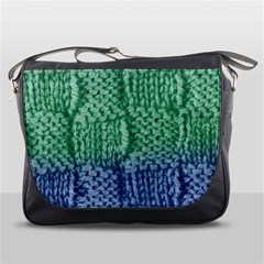 Knitted Wool Square Blue Green Messenger Bags by snowwhitegirl