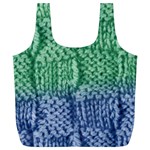 Knitted Wool Square Blue Green Full Print Recycle Bags (L)  Back