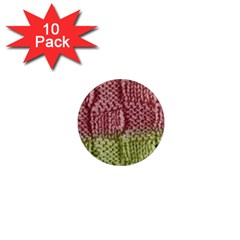 Knitted Wool Square Pink Green 1  Mini Magnet (10 Pack)  by snowwhitegirl