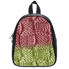 Knitted Wool Square Pink Green School Bag (small) by snowwhitegirl