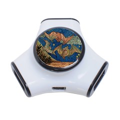 Bats Cubism Mosaic Vintage 3-port Usb Hub by Nexatart