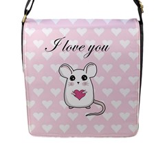 Cute Mouse - Valentines Day Flap Messenger Bag (l)  by Valentinaart