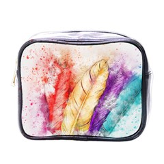 Feathers Bird Animal Art Abstract Mini Toiletries Bags by Nexatart