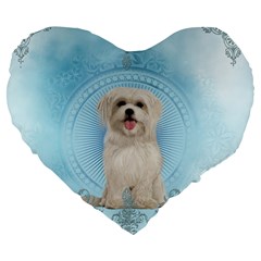 Cute Little Havanese Puppy Large 19  Premium Heart Shape Cushions by FantasyWorld7