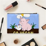 Go Vegan - Cute Pig and Chicken Cosmetic Bag (Medium)  Back