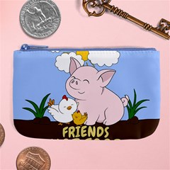 Friends Not Food - Cute Pig And Chicken Large Coin Purse by Valentinaart