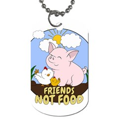 Friends Not Food - Cute Pig And Chicken Dog Tag (one Side) by Valentinaart