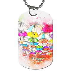 Umbrella Art Abstract Watercolor Dog Tag (one Side) by Nexatart