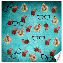 Vintage Glasses Blue Canvas 16  X 16   by snowwhitegirl