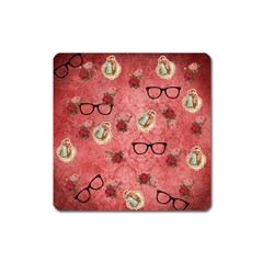 Vintage Glasses Rose Square Magnet by snowwhitegirl