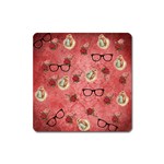 Vintage Glasses Rose Square Magnet Front