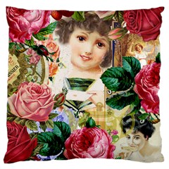 Little Girl Victorian Collage Large Cushion Case (one Side) by snowwhitegirl