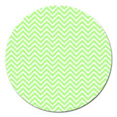 Green Chevron Magnet 5  (round) by snowwhitegirl