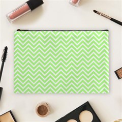 Green Chevron Cosmetic Bag (large)  by snowwhitegirl