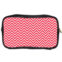 Red Chevron Toiletries Bags by snowwhitegirl