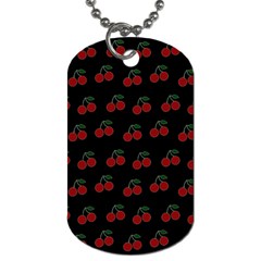 Cherries Black Dog Tag (two Sides) by snowwhitegirl