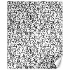 Elio s Shirt Faces In Black Outlines On White Canvas 16  X 20   by PodArtist