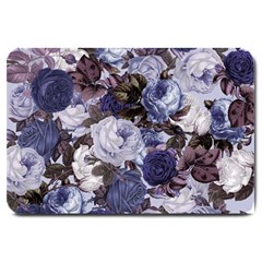 Rose Bushes Blue Large Doormat  by snowwhitegirl