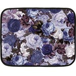 Rose Bushes Blue Fleece Blanket (Mini) 35 x27  Blanket