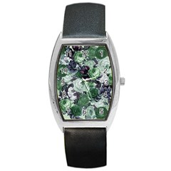 Rose Bushes Green Barrel Style Metal Watch by snowwhitegirl