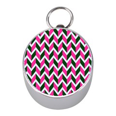 Chevron Pink Green Retro Mini Silver Compasses by snowwhitegirl