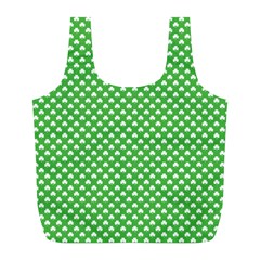 White Heart-shaped Clover On Green St  Patrick s Day Full Print Recycle Bags (l)  by PodArtist