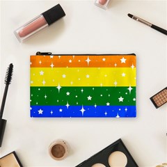 Sparkly Rainbow Flag Cosmetic Bag (small)  by Valentinaart