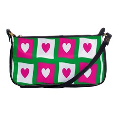 Pink Hearts Valentine Love Checks Shoulder Clutch Bags by Nexatart