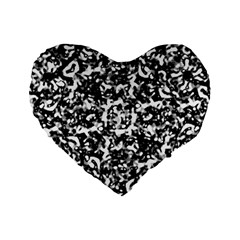 Black And White Abstract Texture Standard 16  Premium Flano Heart Shape Cushions by dflcprints