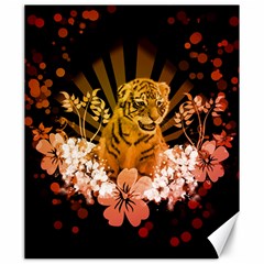 Cute Little Tiger With Flowers Canvas 20  X 24   by FantasyWorld7