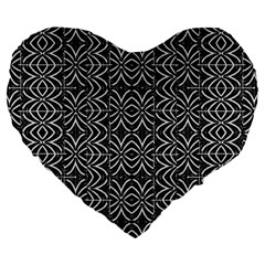 Black And White Tribal Print Large 19  Premium Flano Heart Shape Cushions by dflcprints