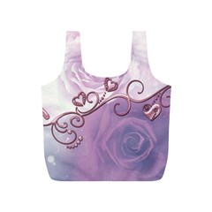 Wonderful Soft Violet Roses With Hearts Full Print Recycle Bags (s)  by FantasyWorld7