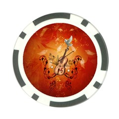 Violin With Violin Bow And Dove Poker Chip Card Guard by FantasyWorld7