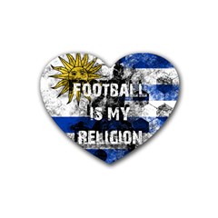 Football Is My Religion Rubber Coaster (heart)  by Valentinaart